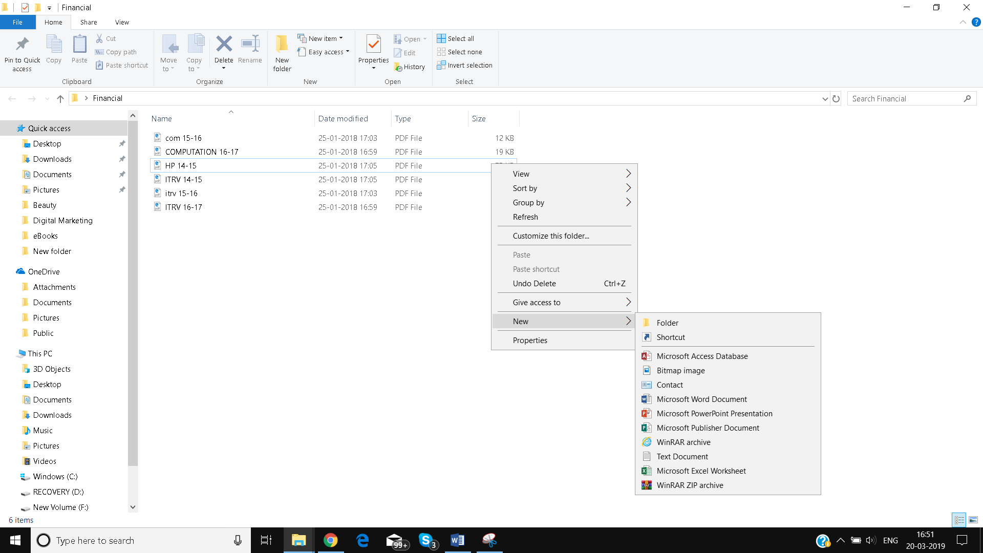 step 2 - Right, click inside the folder. This will open a contextual menu. Click on New.