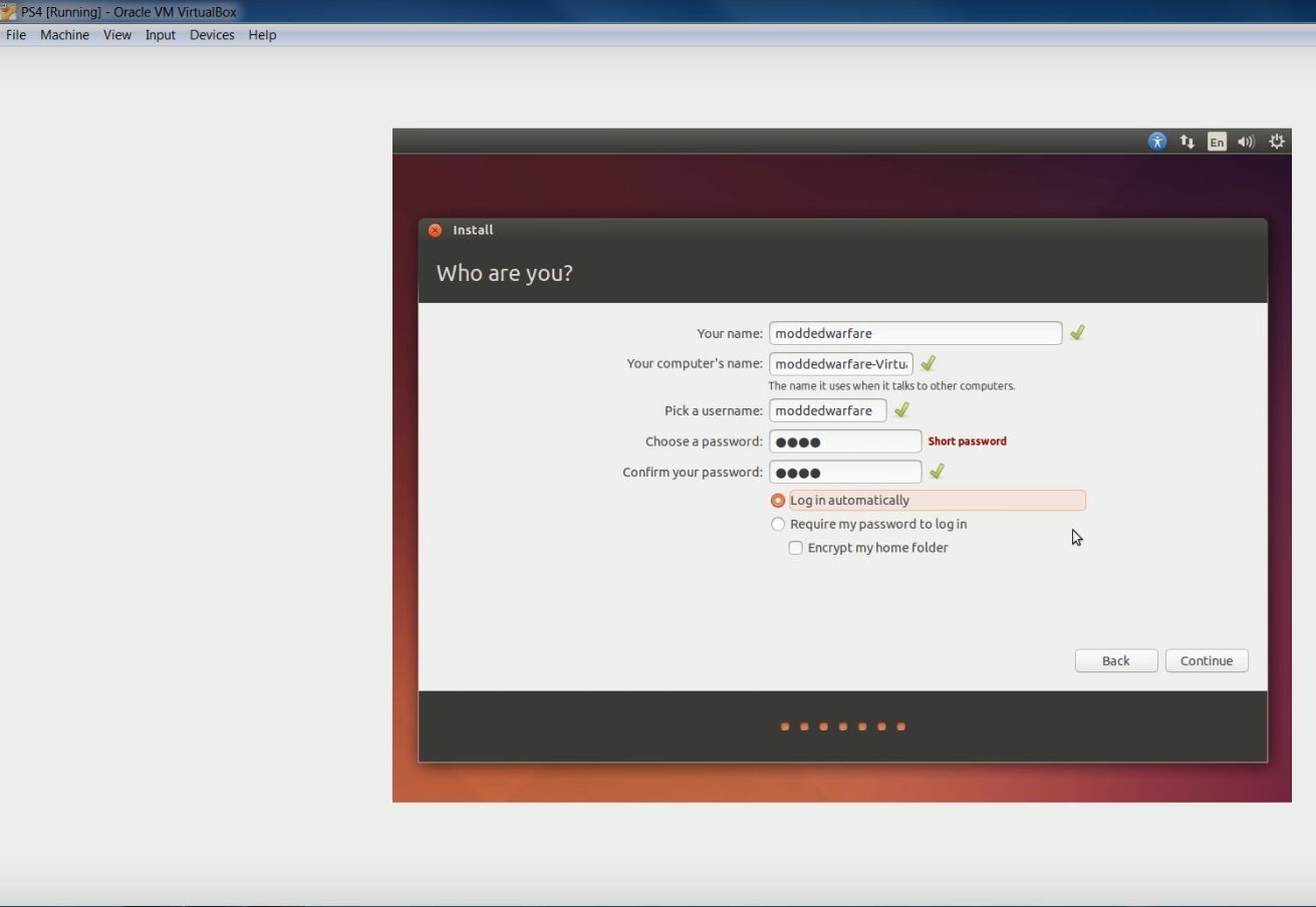 create a bootable Ubuntu USB - enter your name and computer name
