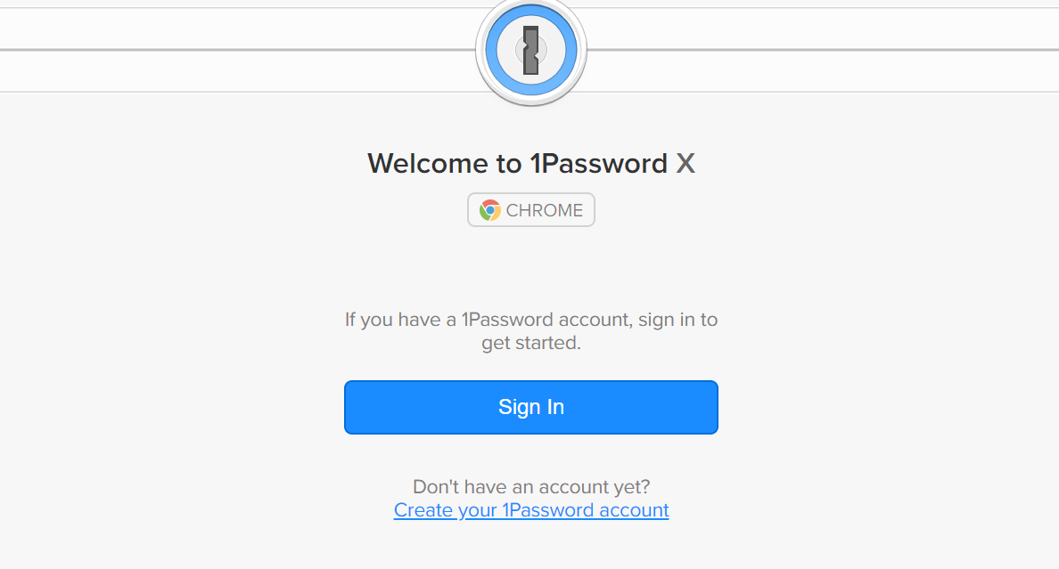1Password welcome screen