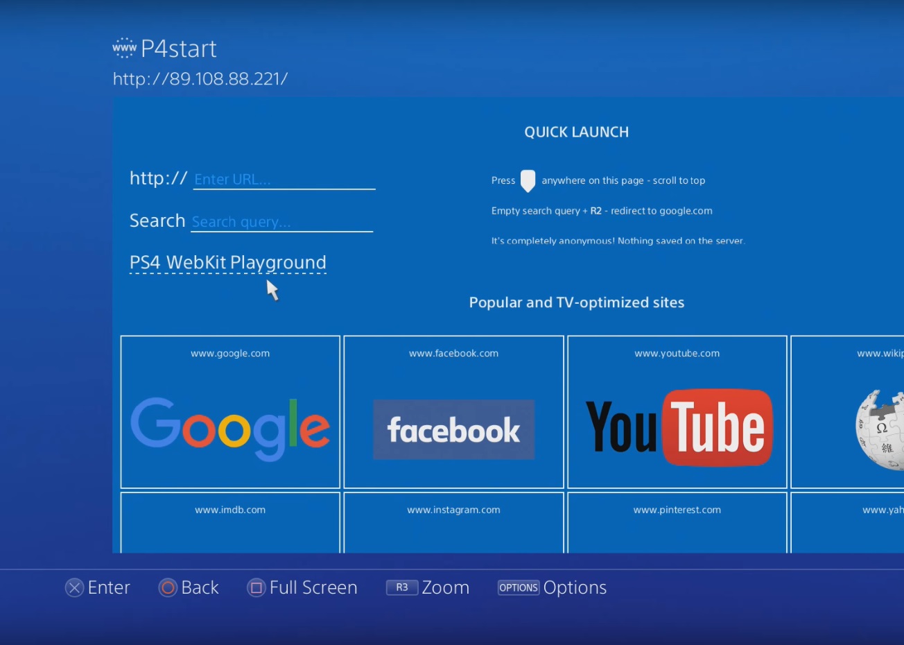 Click on PS4 WebKit Playground