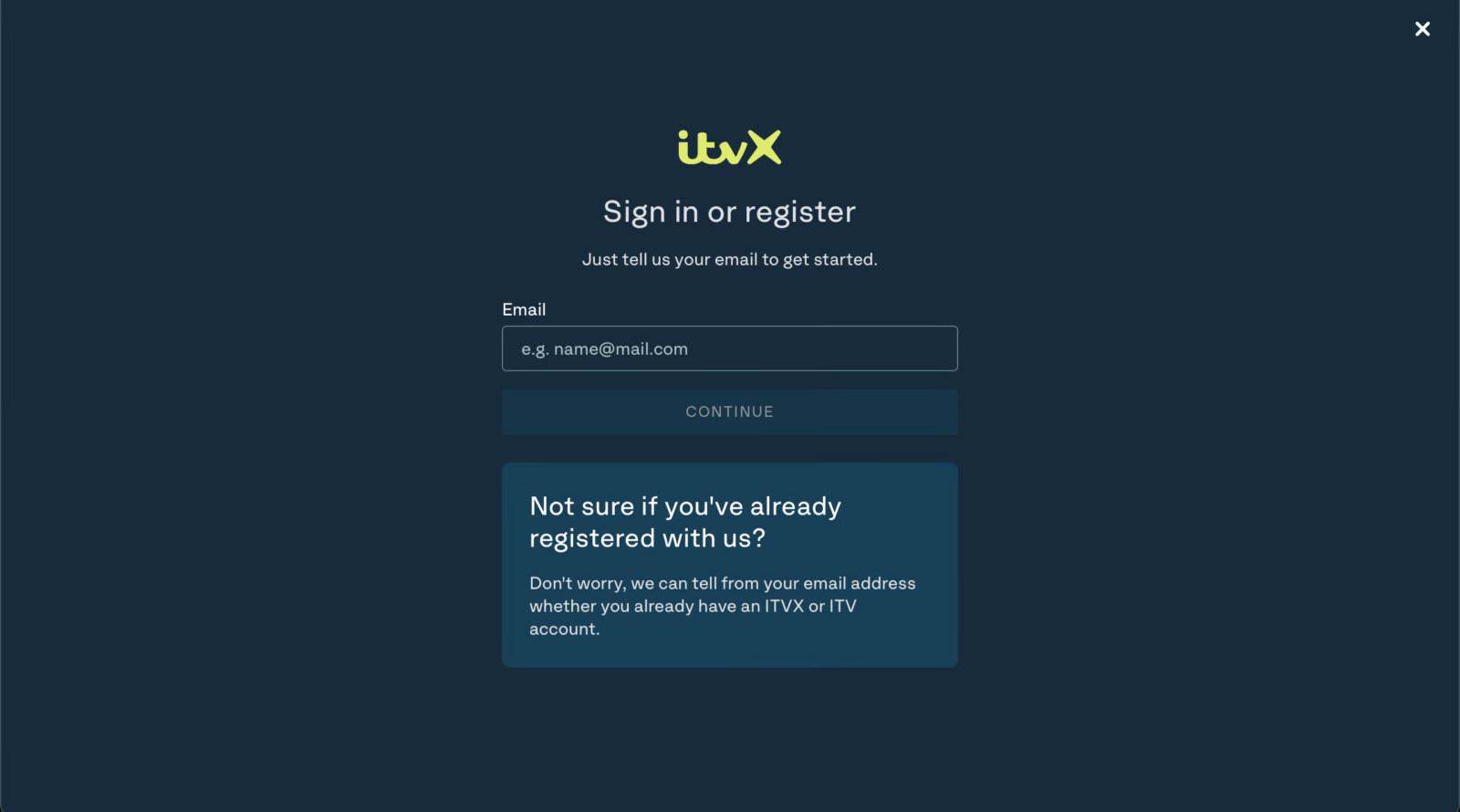 Create ITVX account