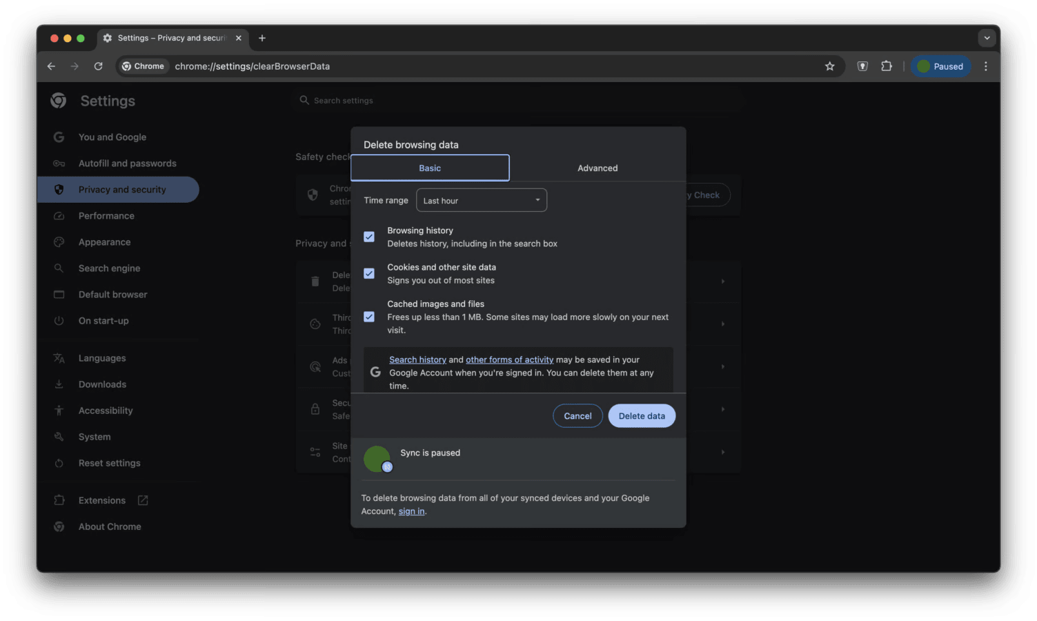 Clear your browser's cache and cookies
