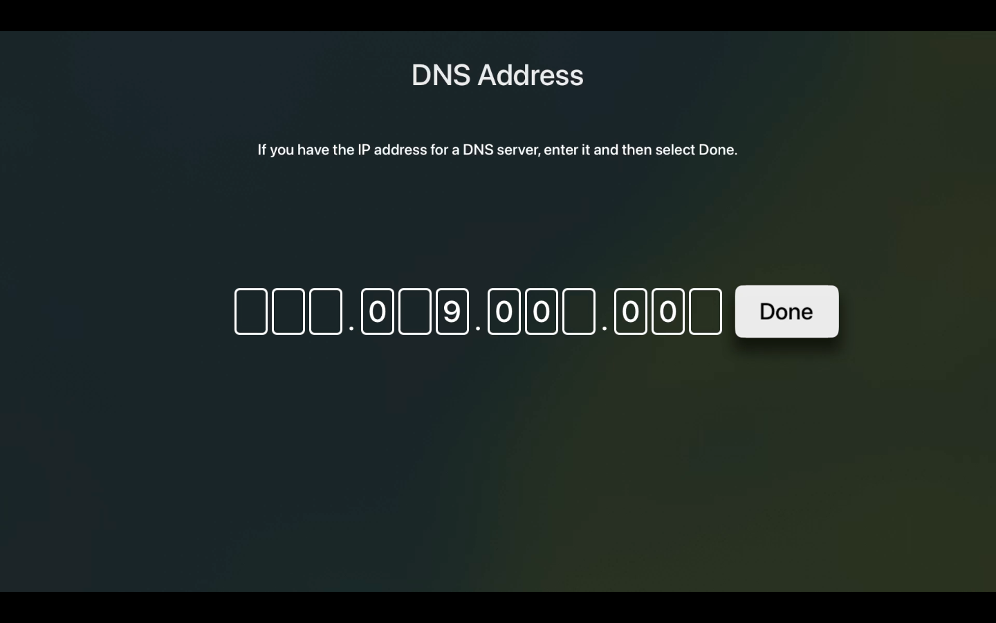 Apple TV enter DNS