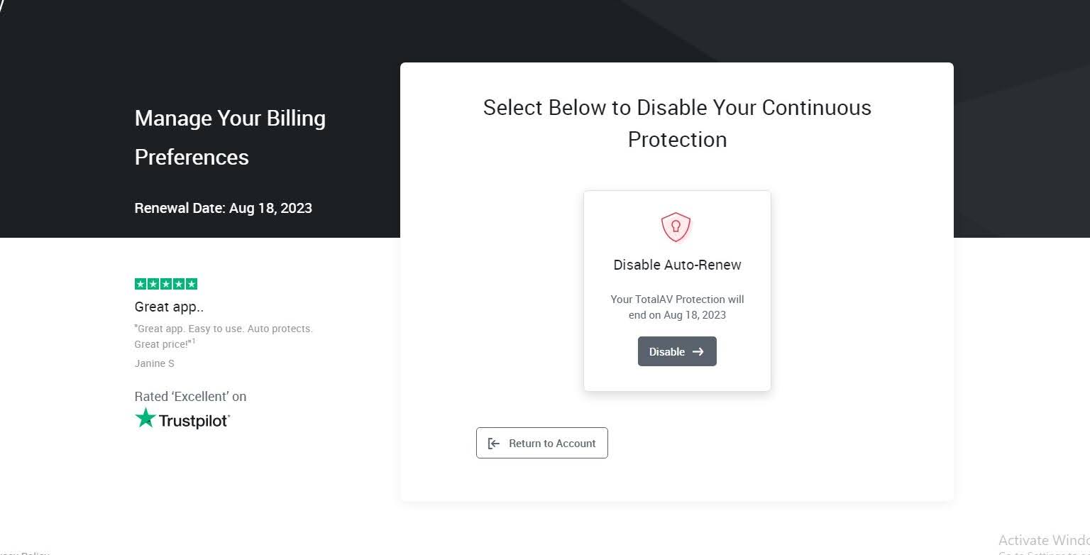 TotalAV manage subscriptions
