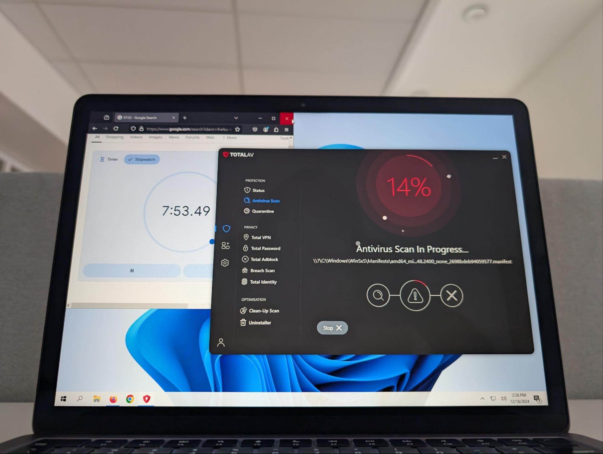 Total AV scanning time