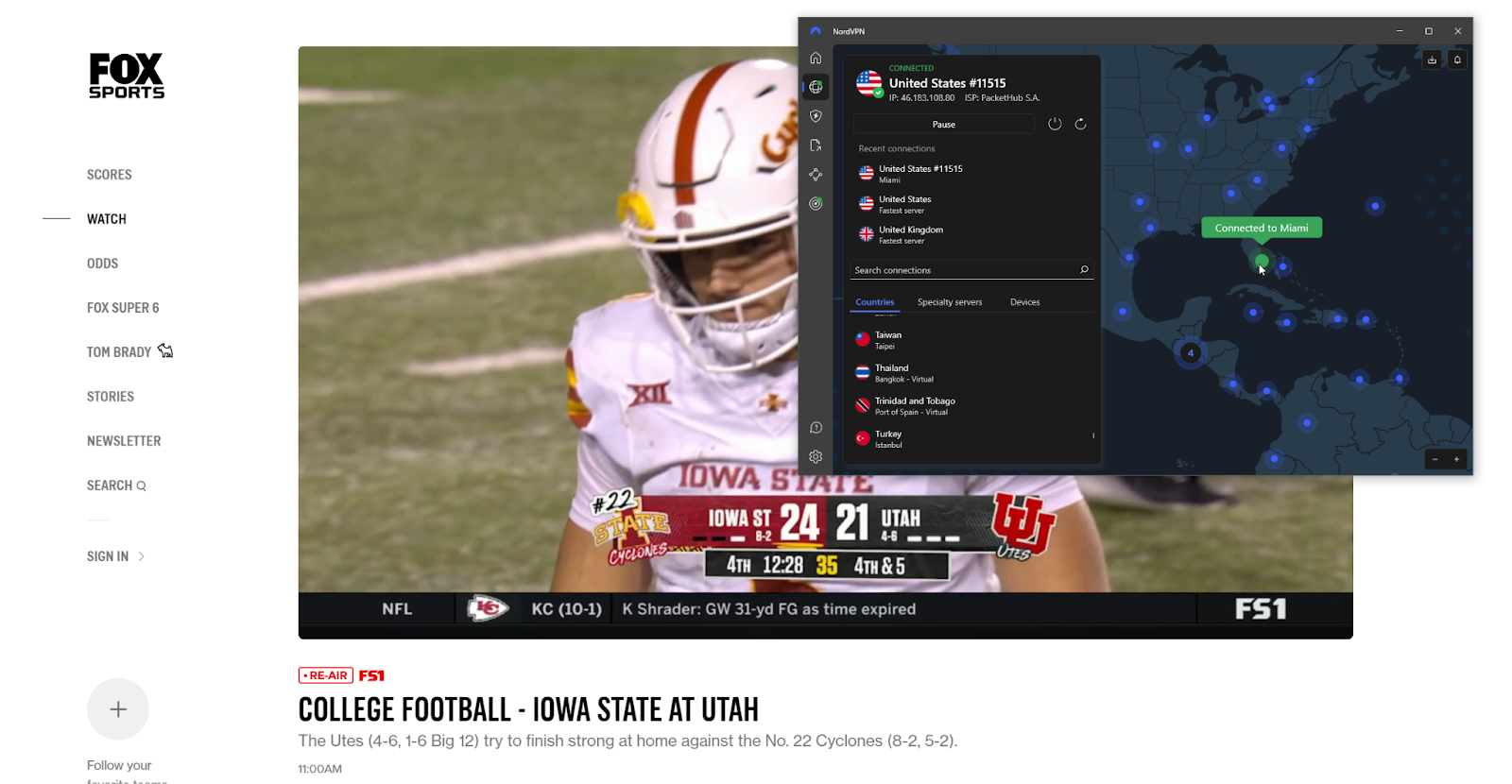 Watch Thanksgiving football games on CBS, FOX, or NBC using NordVPN