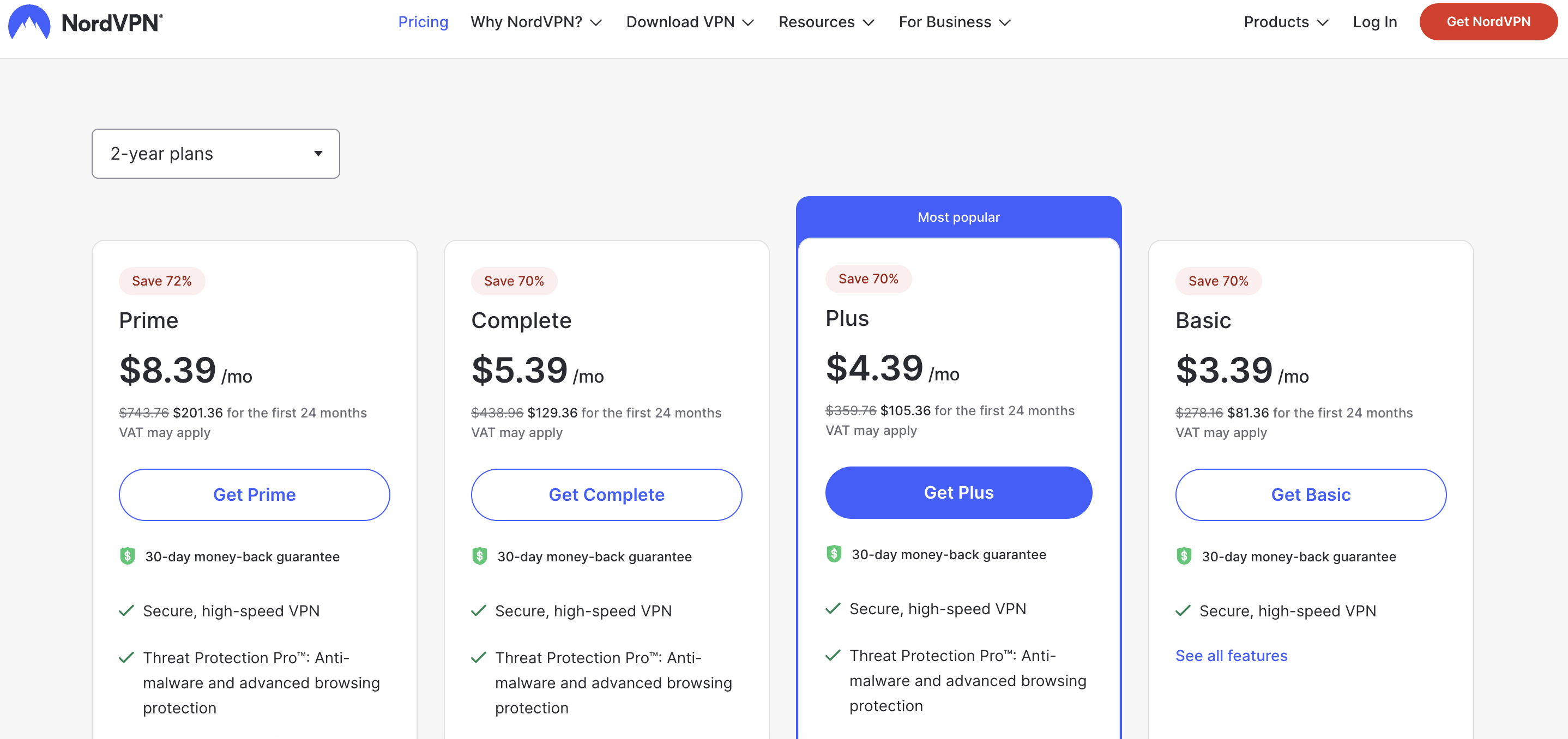 NordVPN monthly plans
