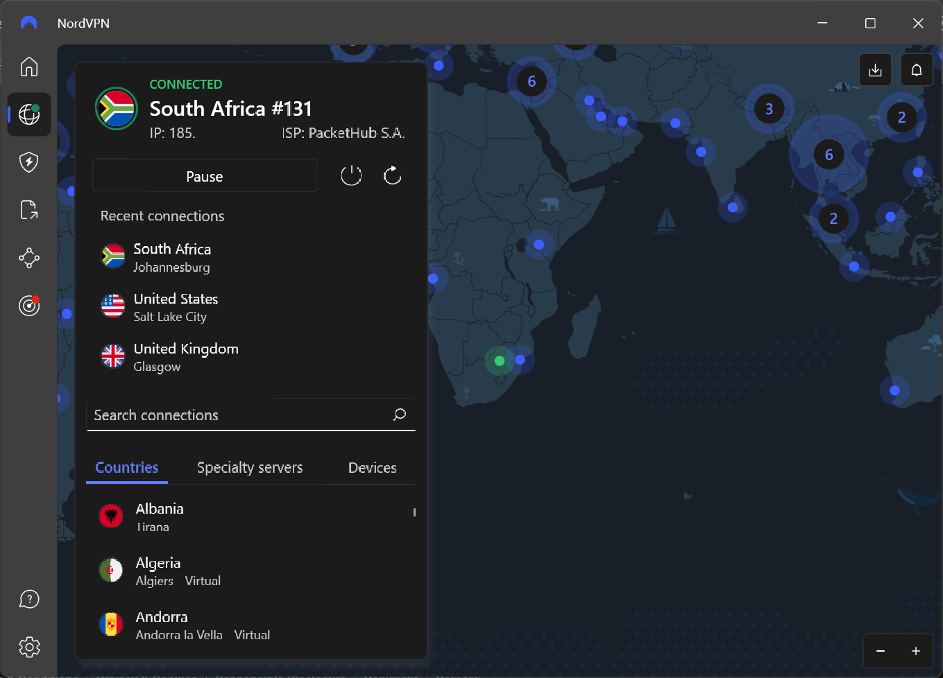Connect to a server in South Africa to access DStv in South Africa
