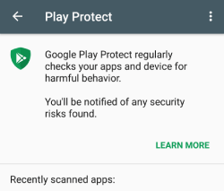 Google Play protect enabled