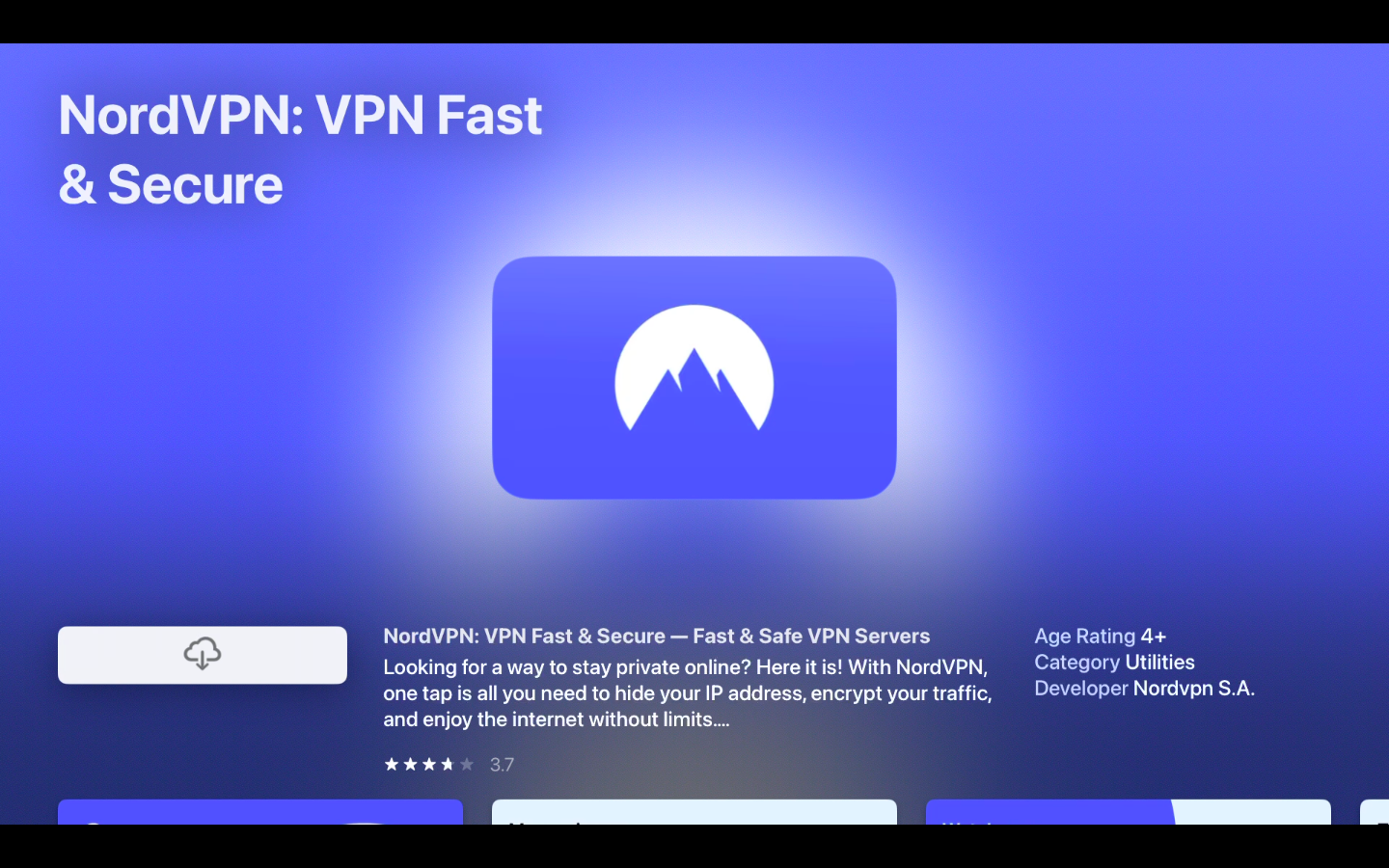 NordVPN app download window