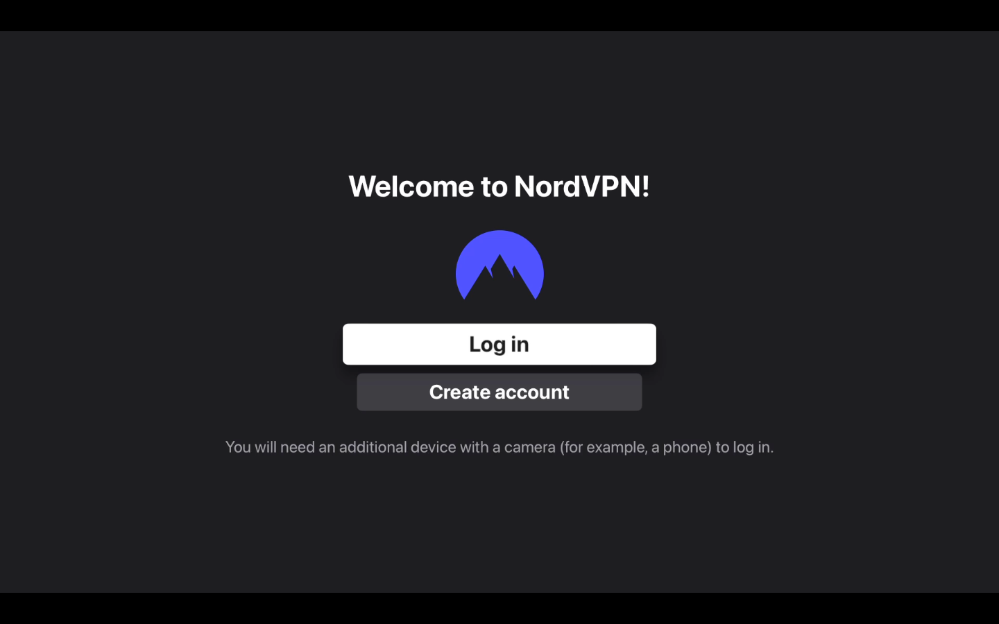 NordVPN app login window