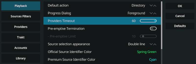 Kodi provider timeout slider setting