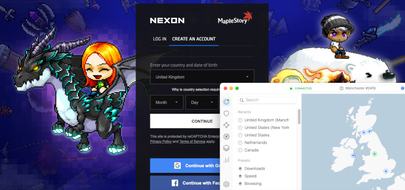 MapleStory access with NordVPN