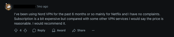 NordVPN Reddit review