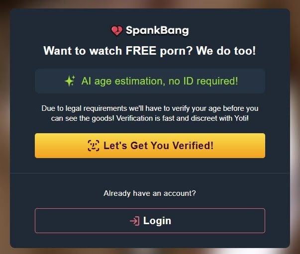 Spankbang age verification in Texas, US notification