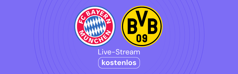 FCB vs. BVB Vereinswappen vor blauen Hintergrund