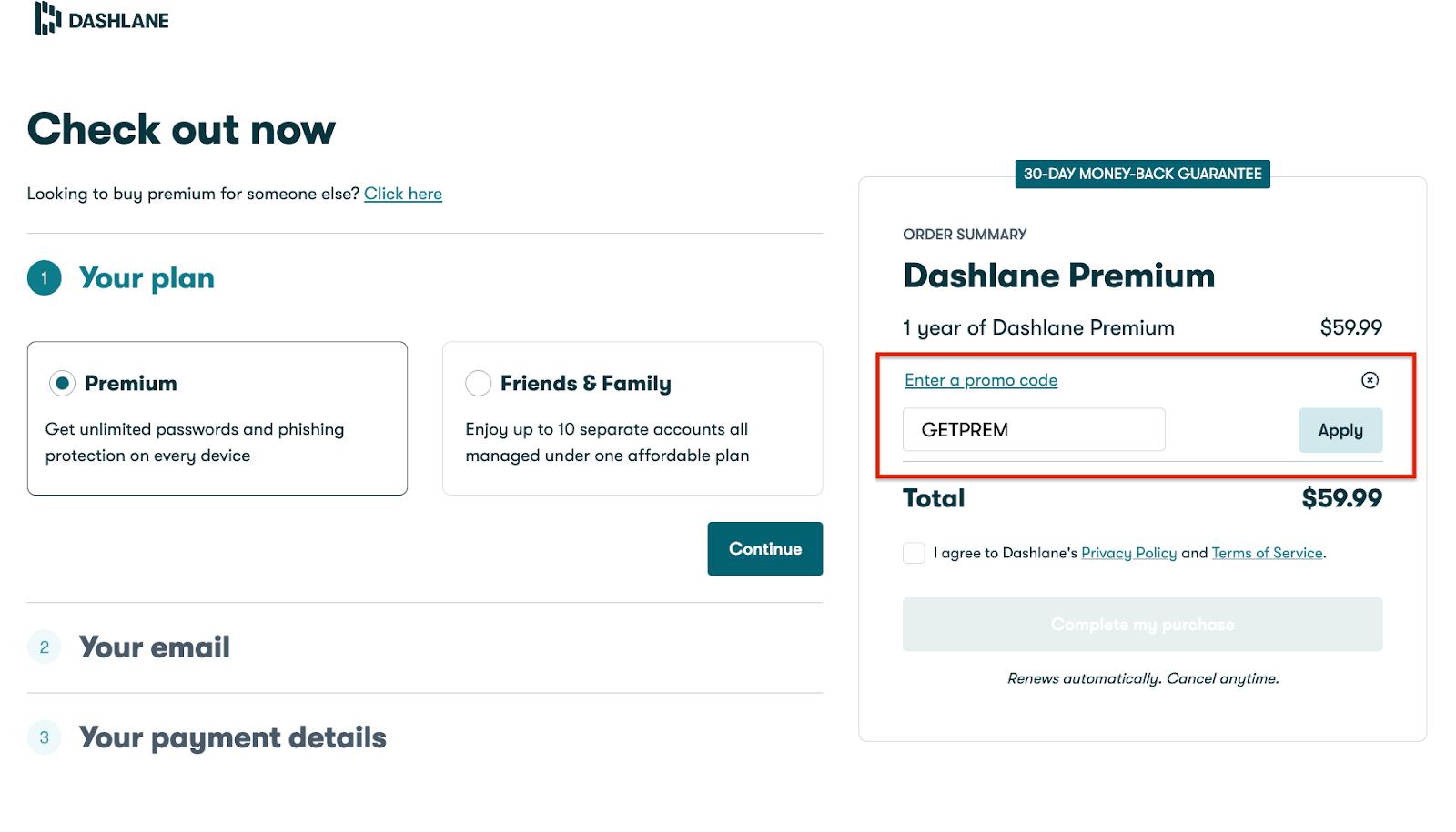 Purchase a Dashlane plan with a Cyber Monday discount