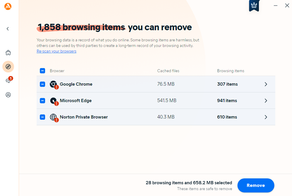Avast's Browser Cleaner feature