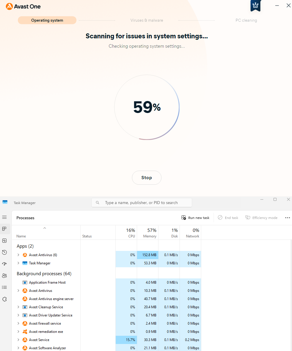 Avast speed test results