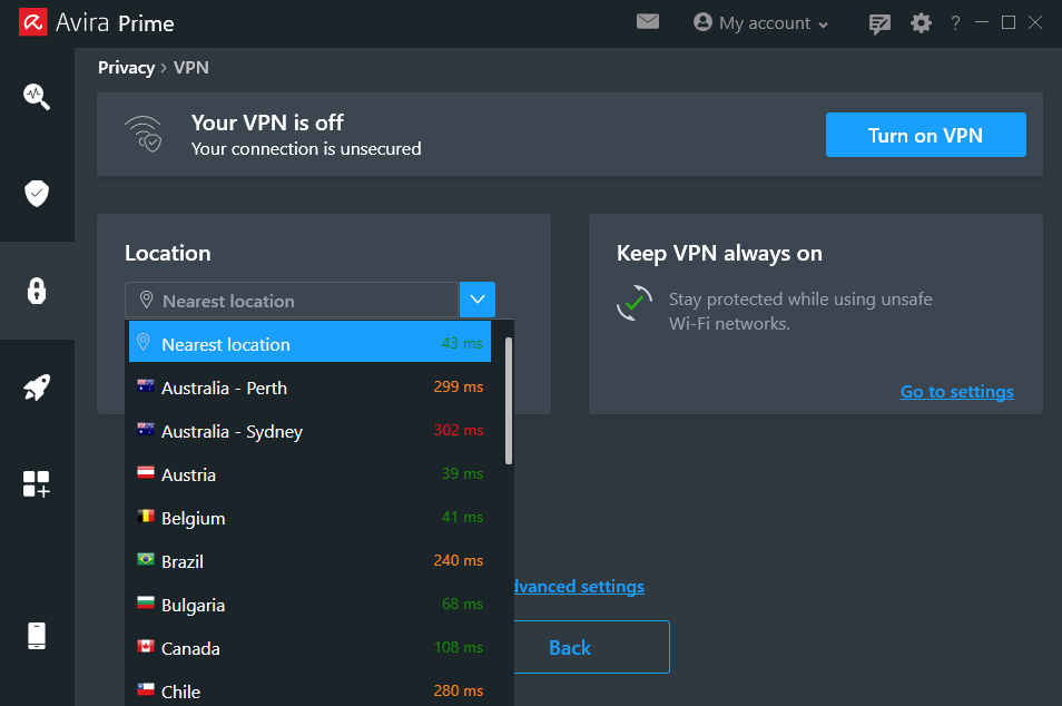 Avira VPN feature