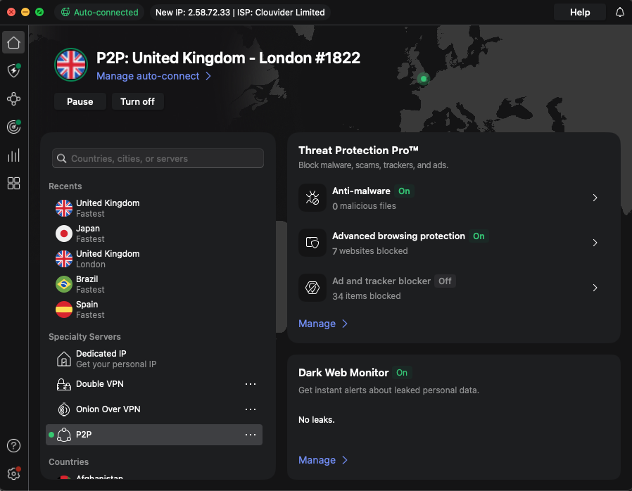 NordVPN desktop app design