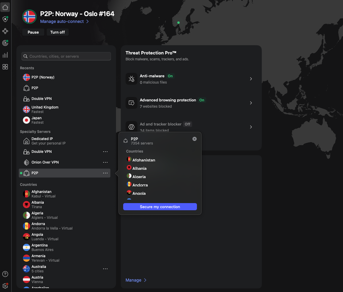 NordVPN P2P servers