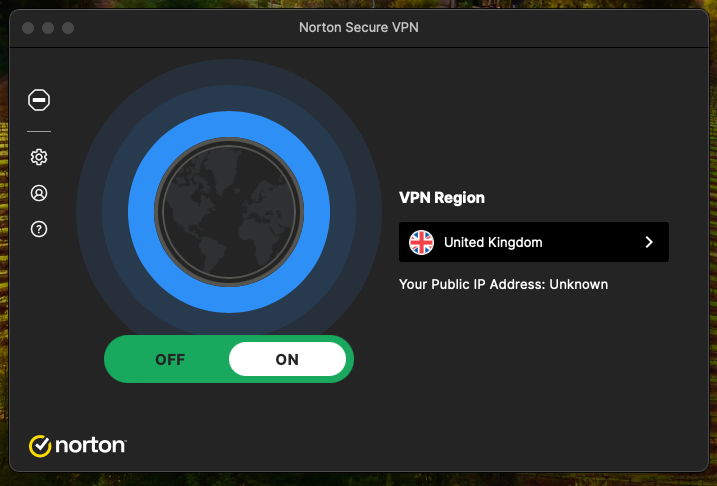 Norton VPN app interface