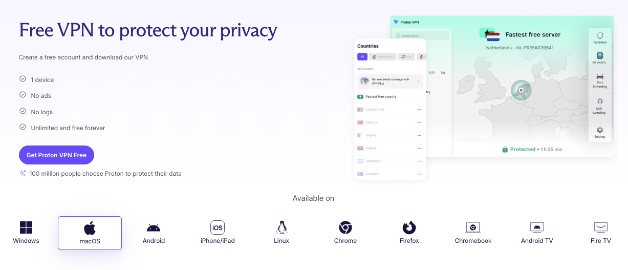 Downloading Proton free vPN app