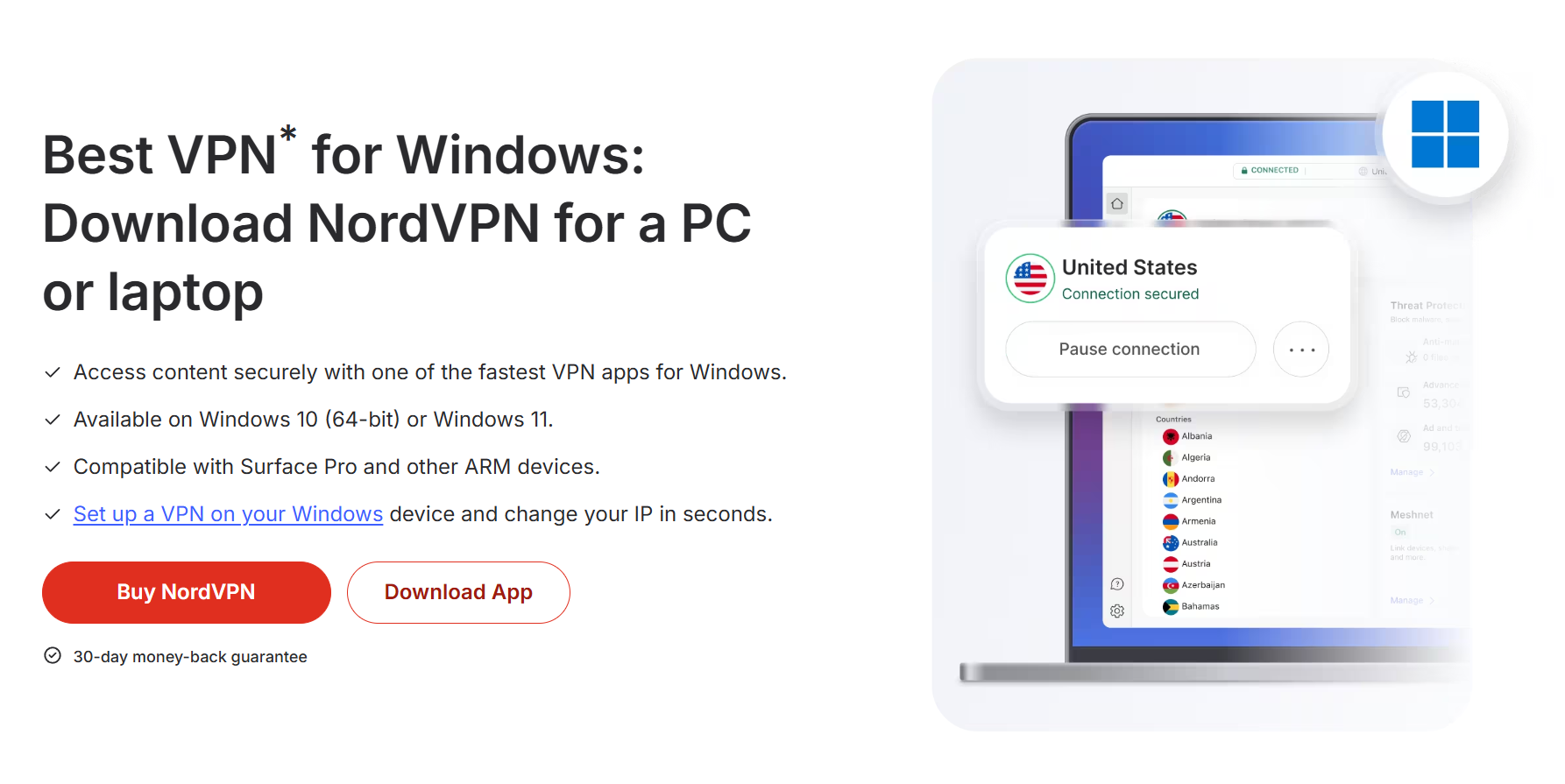 NordVPN PC download page
