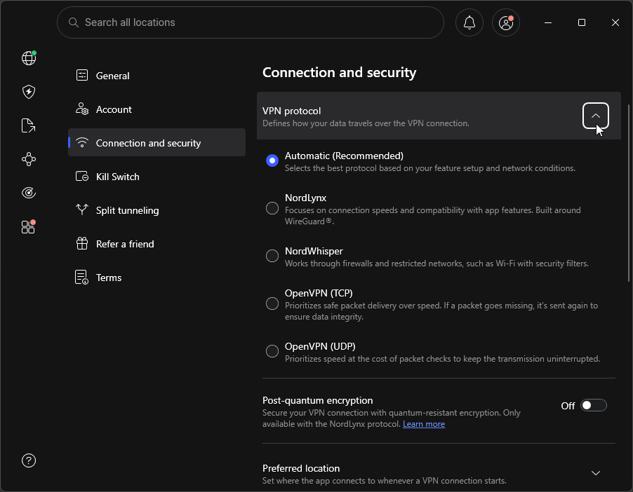 NordVPN protocols