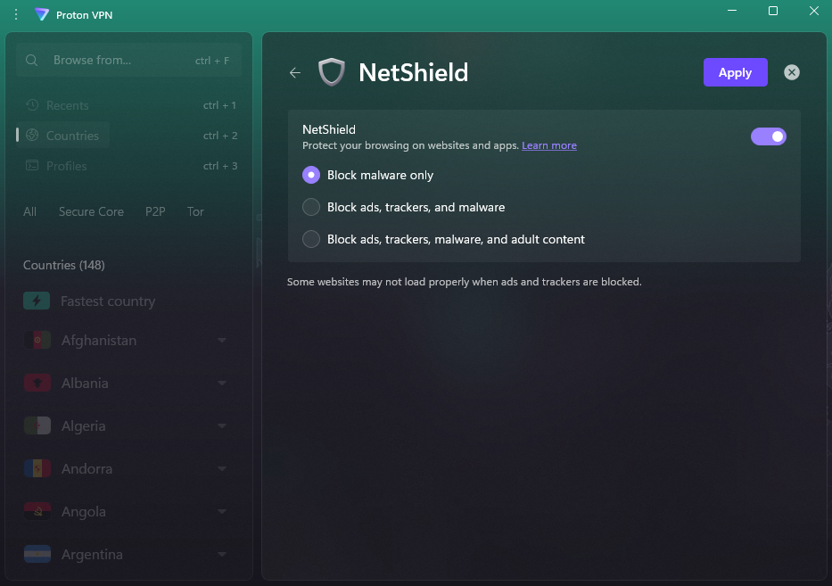 ProtonVPN NetShield2