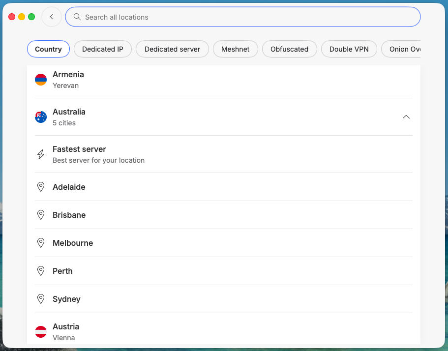 NordVPN AU servers
