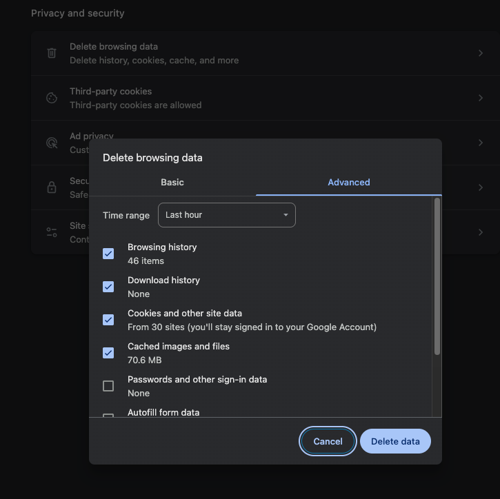 delete browser cookies hbo max