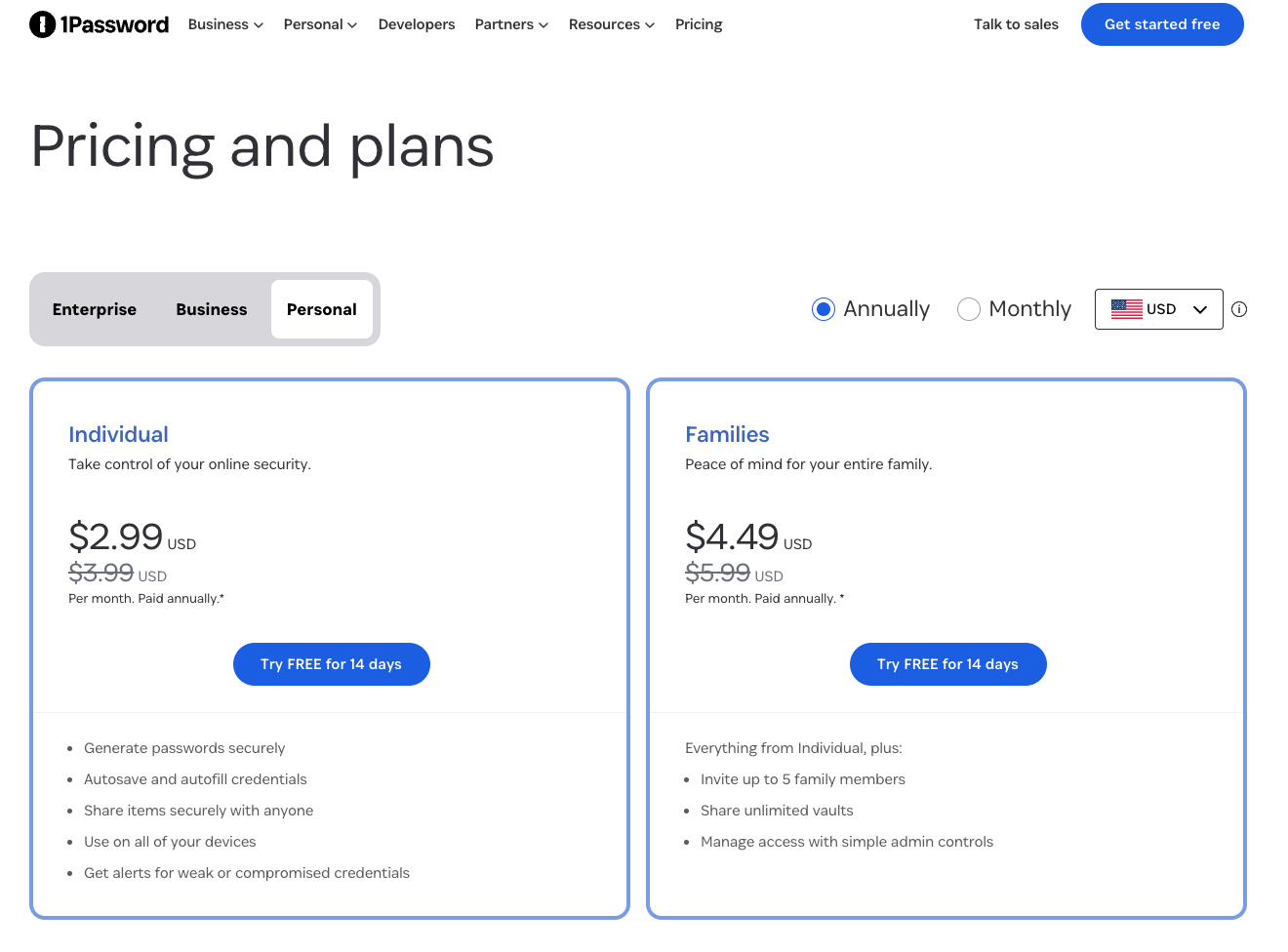 1Password BF pricing deals