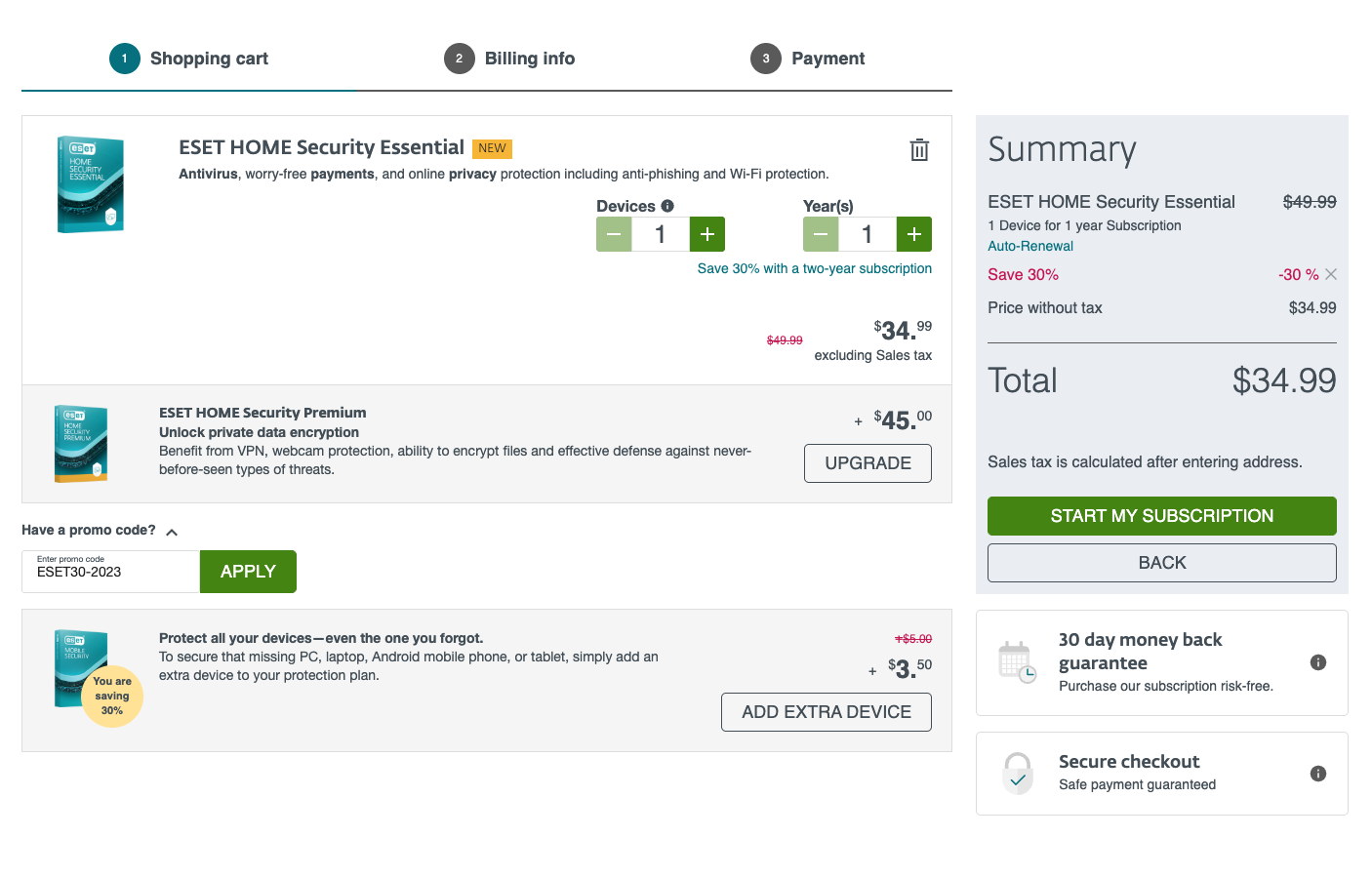 ESET Black Friday shopping cart
