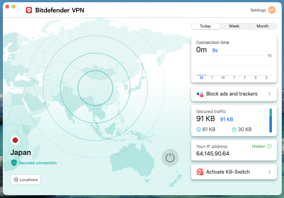 bitdefender vpn connected