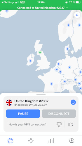 NordVPN connected to server