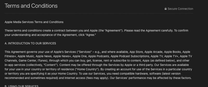 App Store ToS agreement