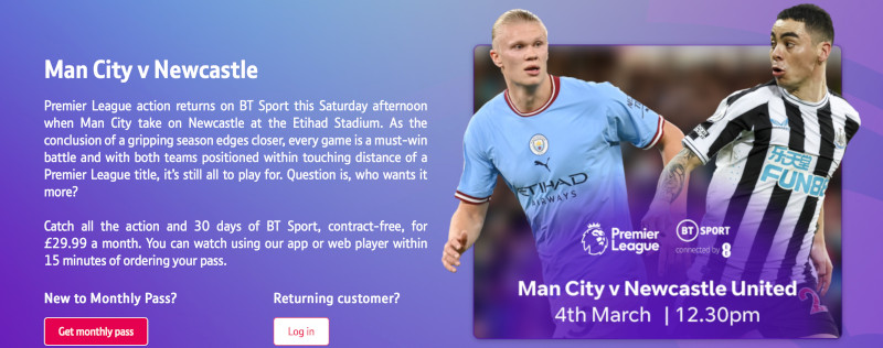 BT Sport registration step 1