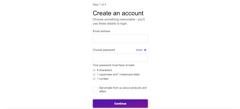 BT Sport registration step 2