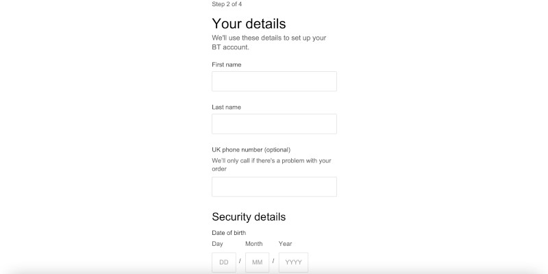 BT Sport registration step 3