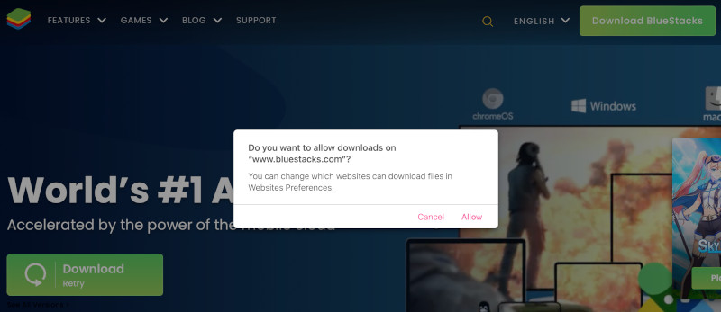 BlueStacks Mac VPN step 1
