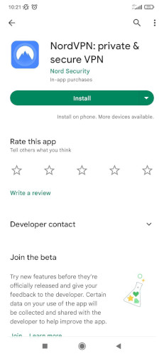 NordVPN on Google Play Store