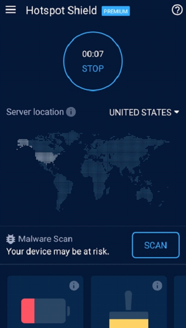 Hotspot Shield VPN fonctionnalités sur mobile
