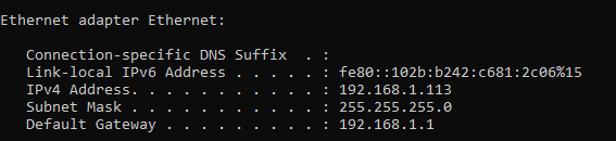 Command prompt iponfig Windows