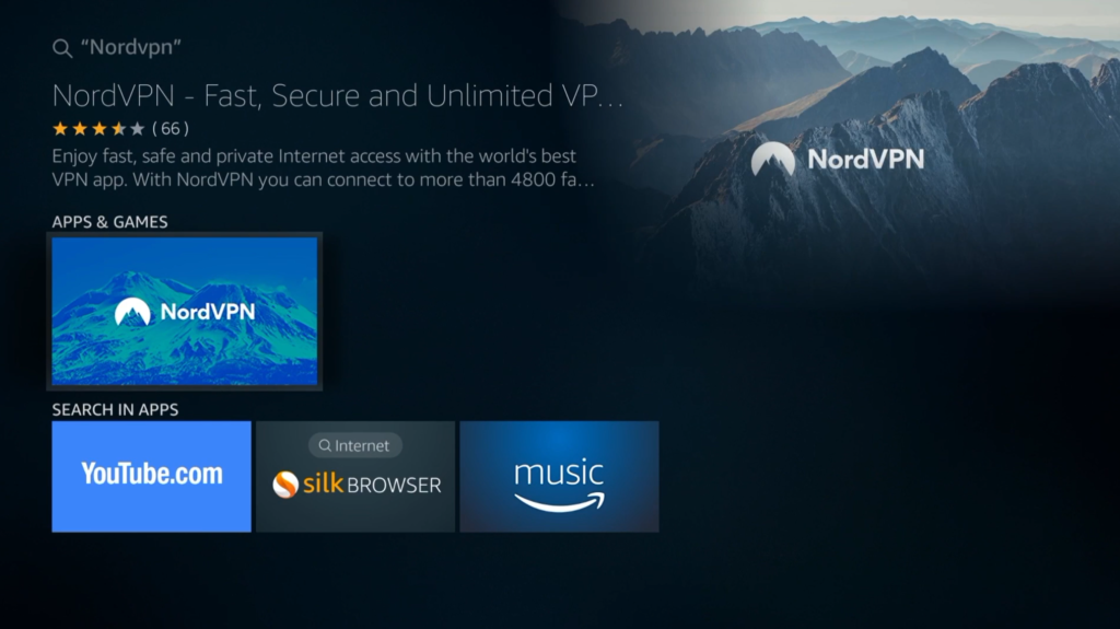 NordVPN in the Amazon appstore