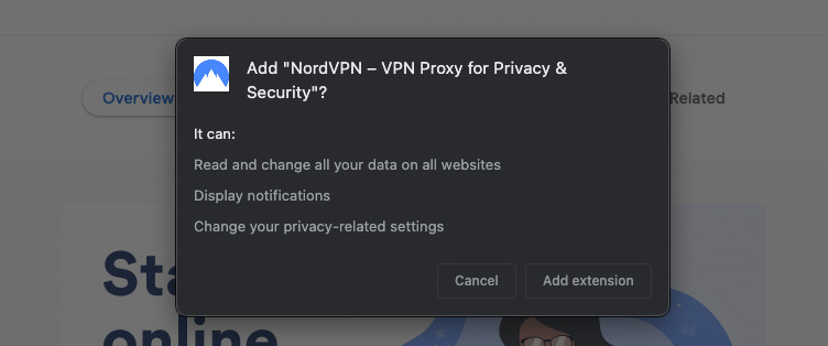 Extension download confirmation