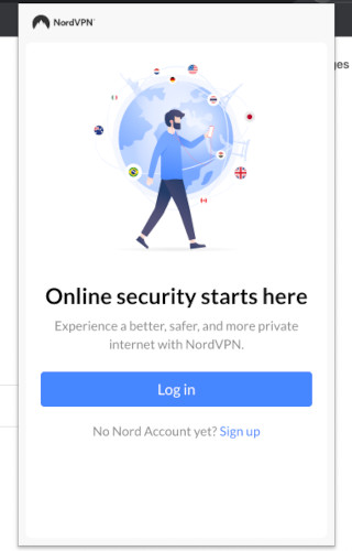 Extension login screen