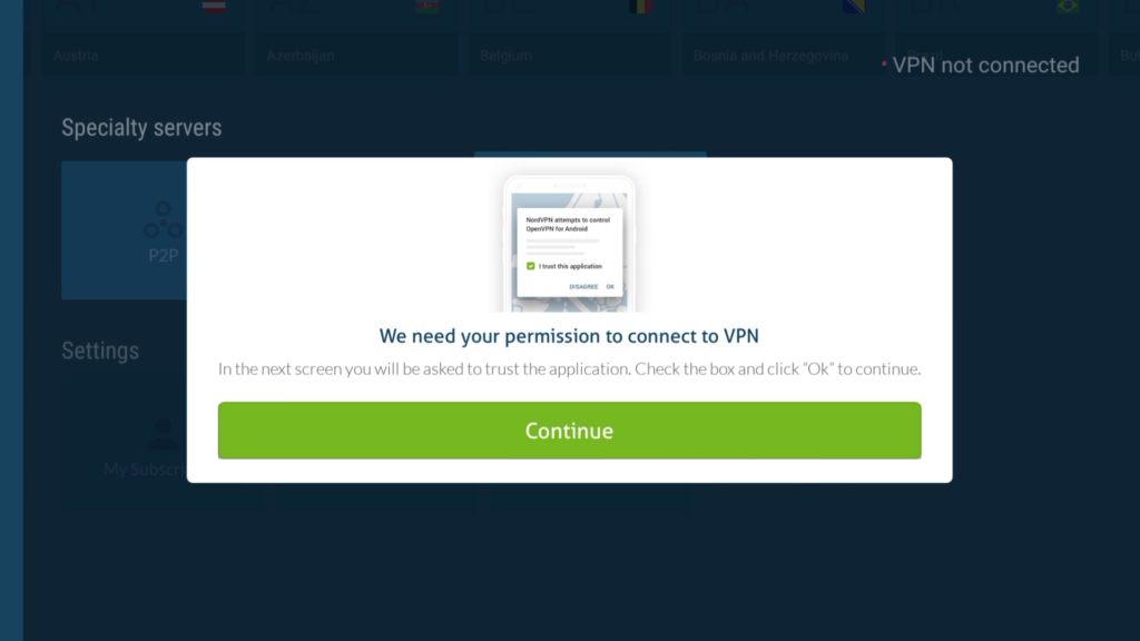 NordVPN Firestick prompt