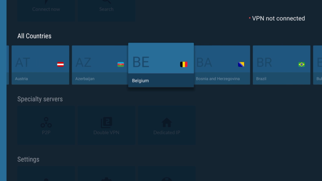 NordVPN Firestick server choices